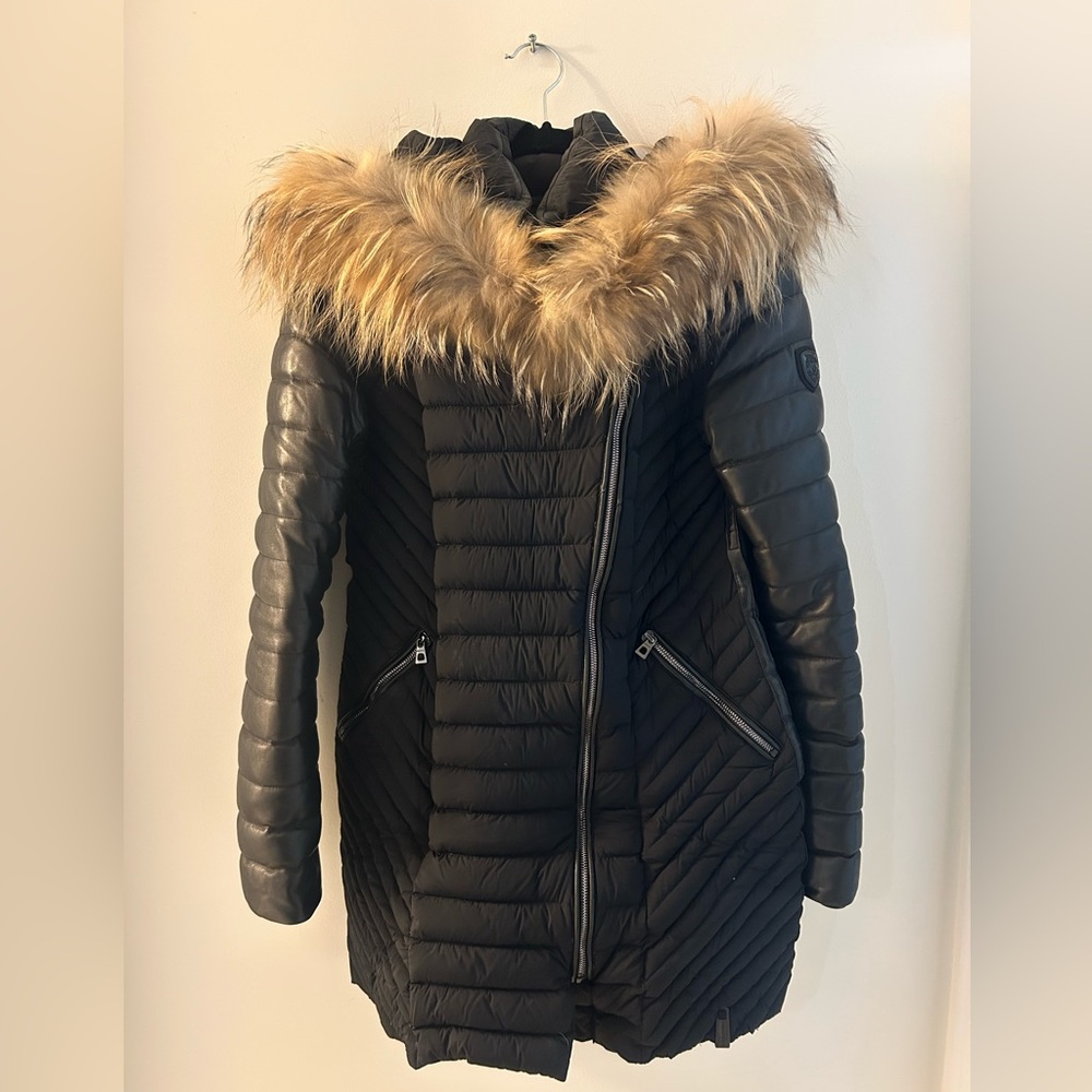Rudsak: Women's Black Quilted Jacket with Real Fur and Leather
